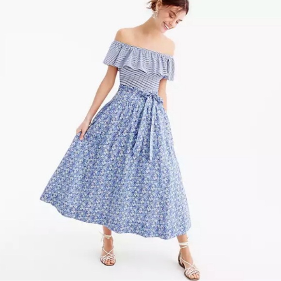 J. Crew Dresses & Skirts - J. Crew Blue, Purple Floral Tie-Waist Maxi Skirt Liberty Delilah Flowers, Size 4